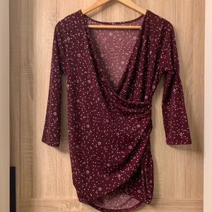 Motherhood Maternity Ruched Maroon Blouse